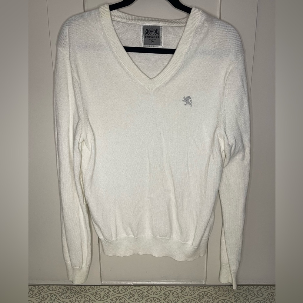 Express Ivory V-Neck Sweater Size Men’s Medium Preloved